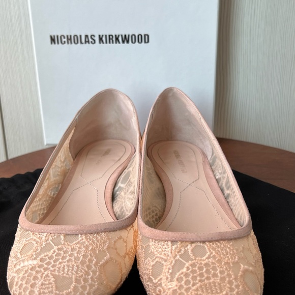 Nicholas Kirkwood Pearl Blush Lace Flats - Picture 2 of 10